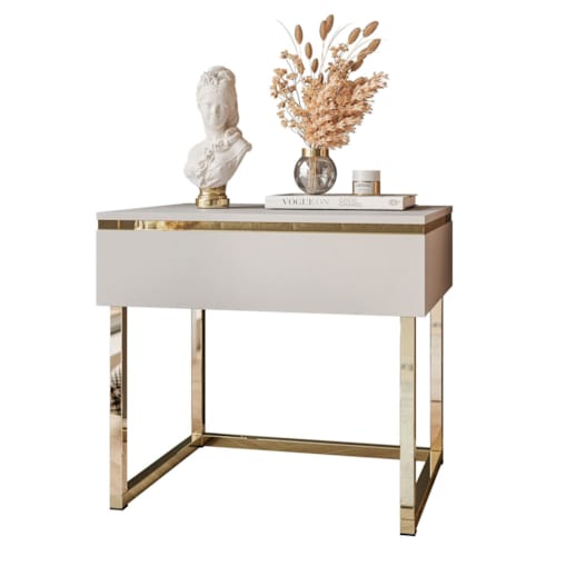 Stolik nocny AURORA na złotym stelażu kaszmir