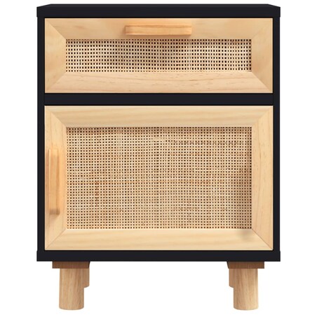 vidaXL Szafki nocne, 2 szt., czarne, lite drewno sosnowe i rattan