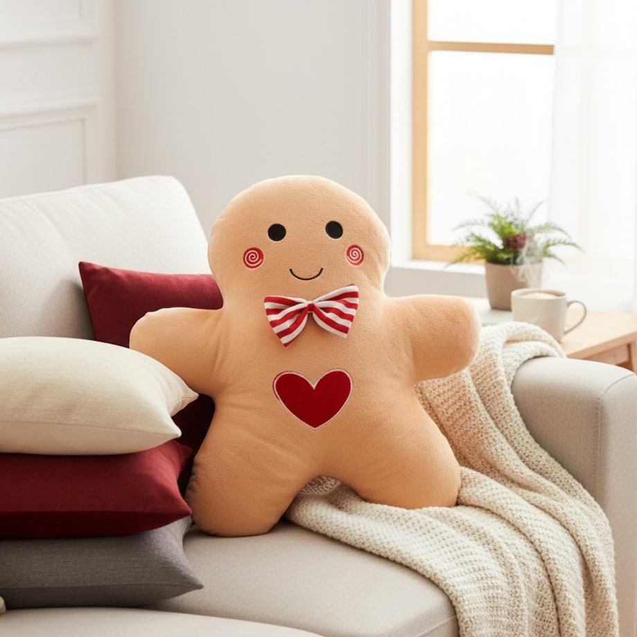 Świąteczna poduszka dekoracyjna, ludzik z piernika, 37x43 cm
