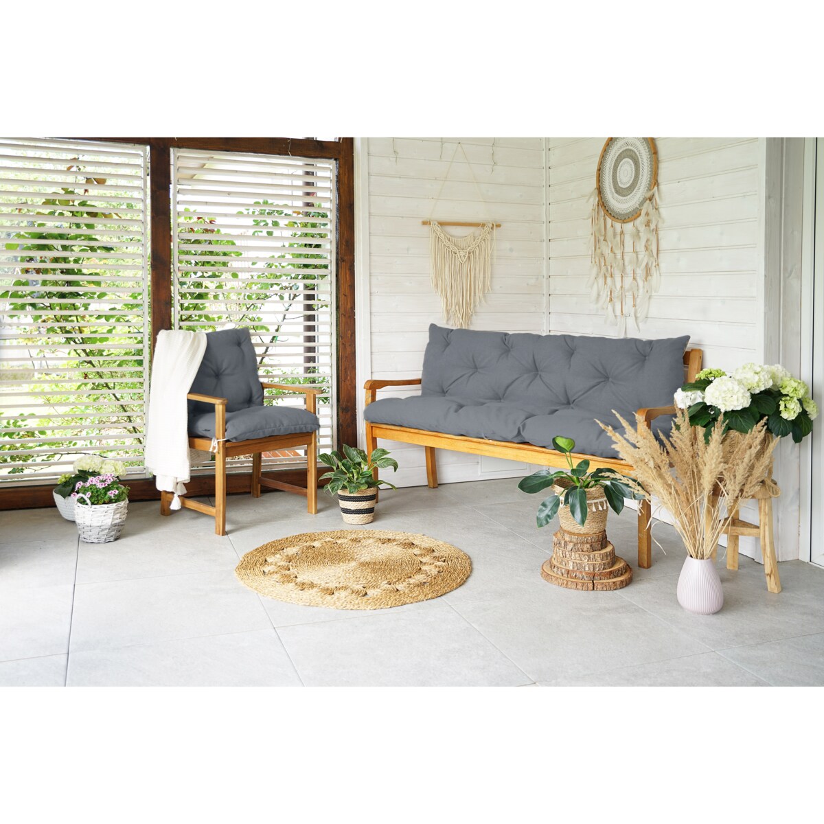 Poduszki na meble ogrodowe UV odporne, 120x60x50 cm, Grafit