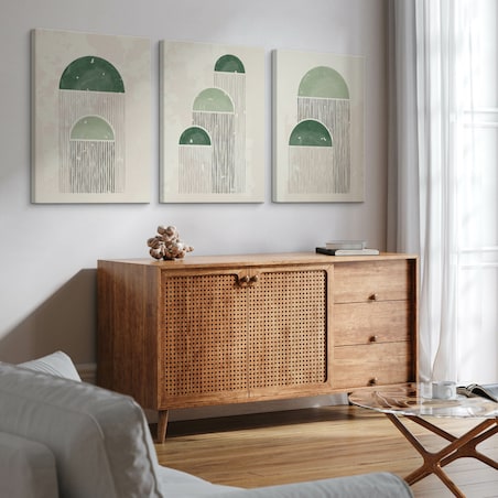 OBRAZY DO SYPIALNI SET ABSTRAKCYJNE KSZTAŁTY STYL BOHO MINIMALIZM 90x40cm