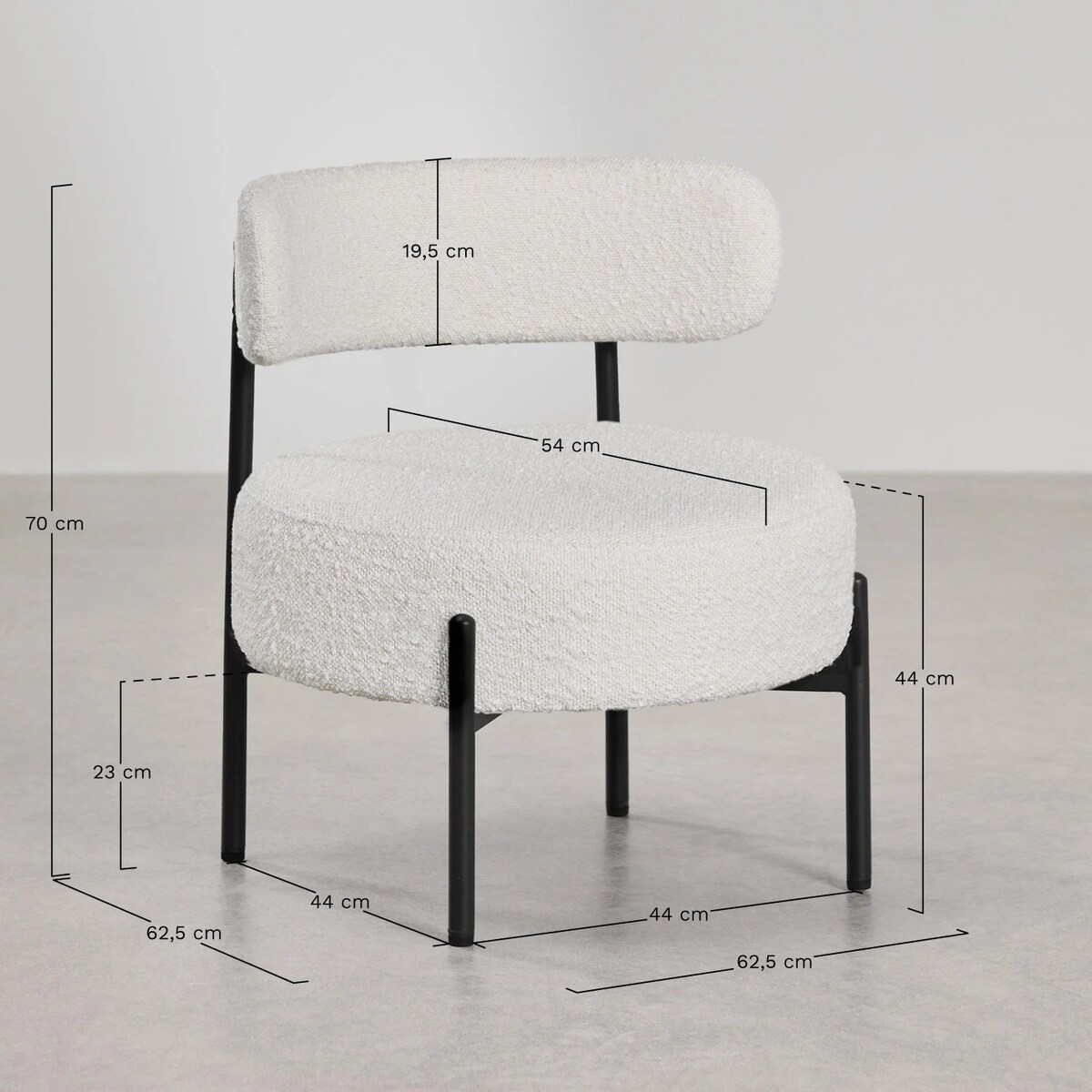 Krzesło tapicerowane bouclé, kremowy, Anisa