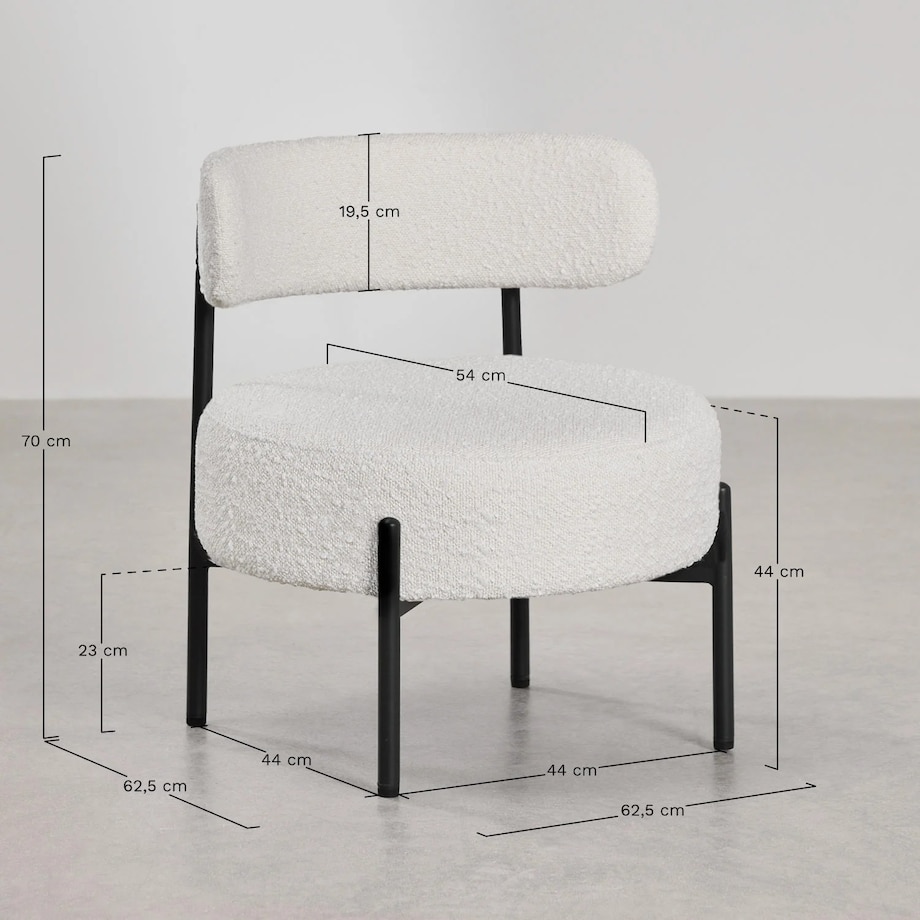 Krzesło tapicerowane bouclé, kremowy, Anisa