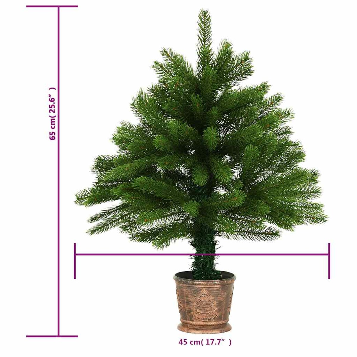 vidaXL Sztuczna choinka z lampkami i bombkami, 65 cm, zielona