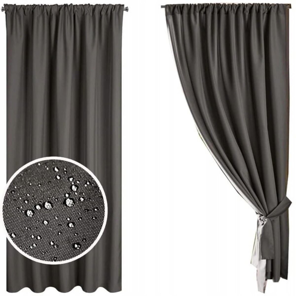 Zasłona Ogrodowa Tarasowa Wodoodporna 155 x 200 cm Grafitowa Taśma Tunel