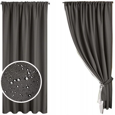 Zasłona Ogrodowa Tarasowa Wodoodporna 155 x 200 cm Grafitowa Taśma Tunel