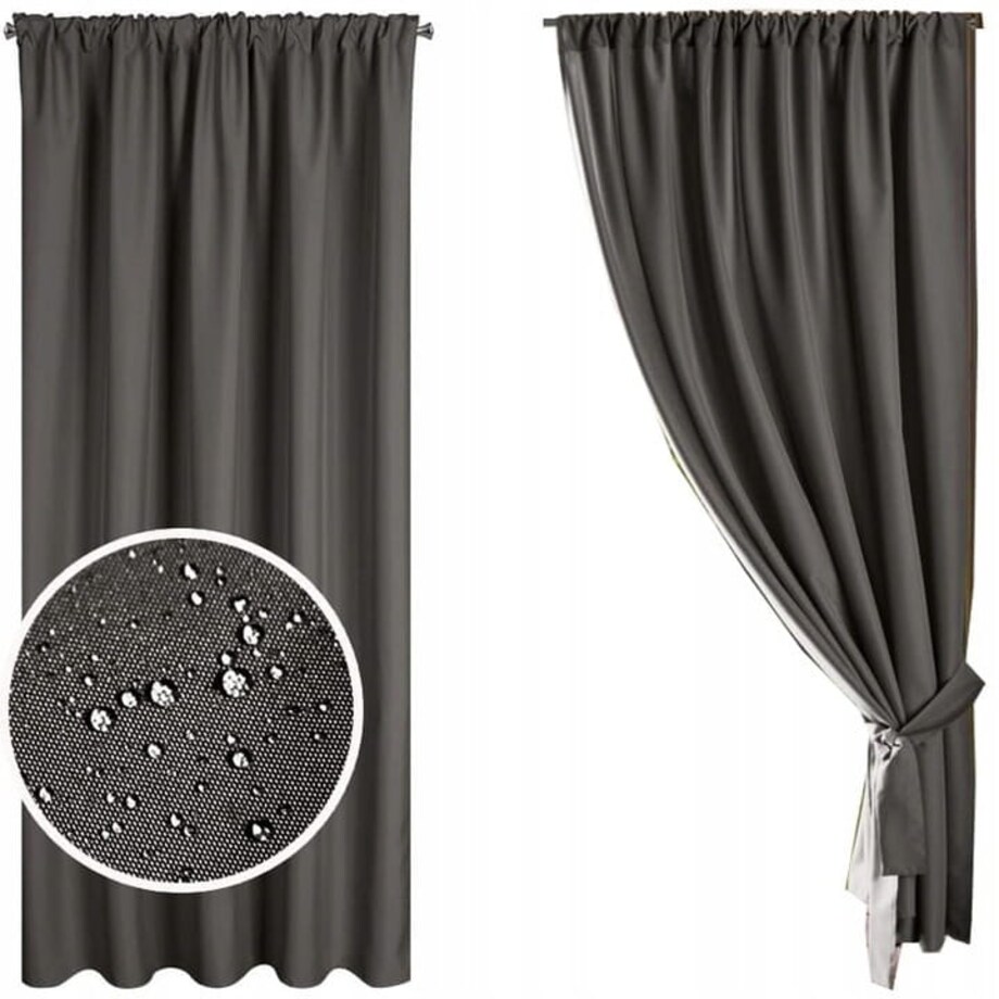 Zasłona Ogrodowa Tarasowa Wodoodporna 155 x 200 cm Grafitowa Taśma Tunel