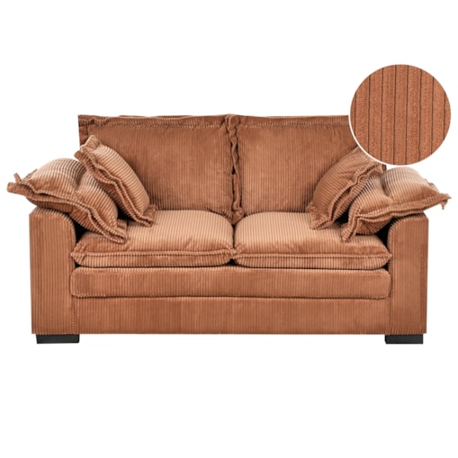 Sofa 2-osobowa sztruksowa brązowa TIRRO