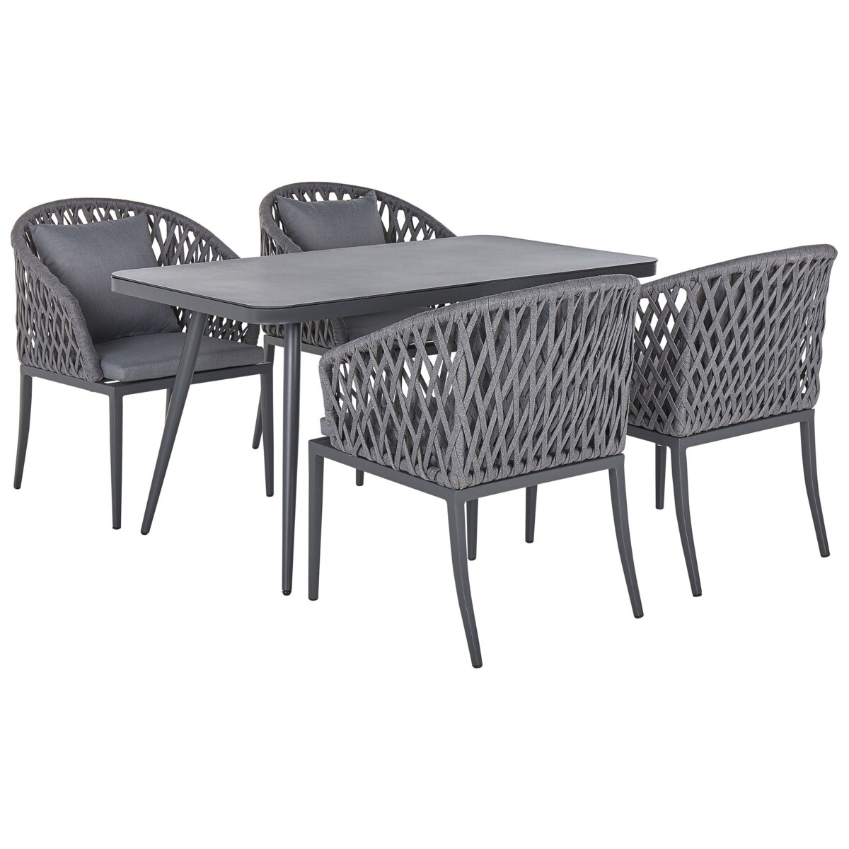 Zestaw ogrodowy dla 4 osób LIPARI z poduszkami Metal Szary
