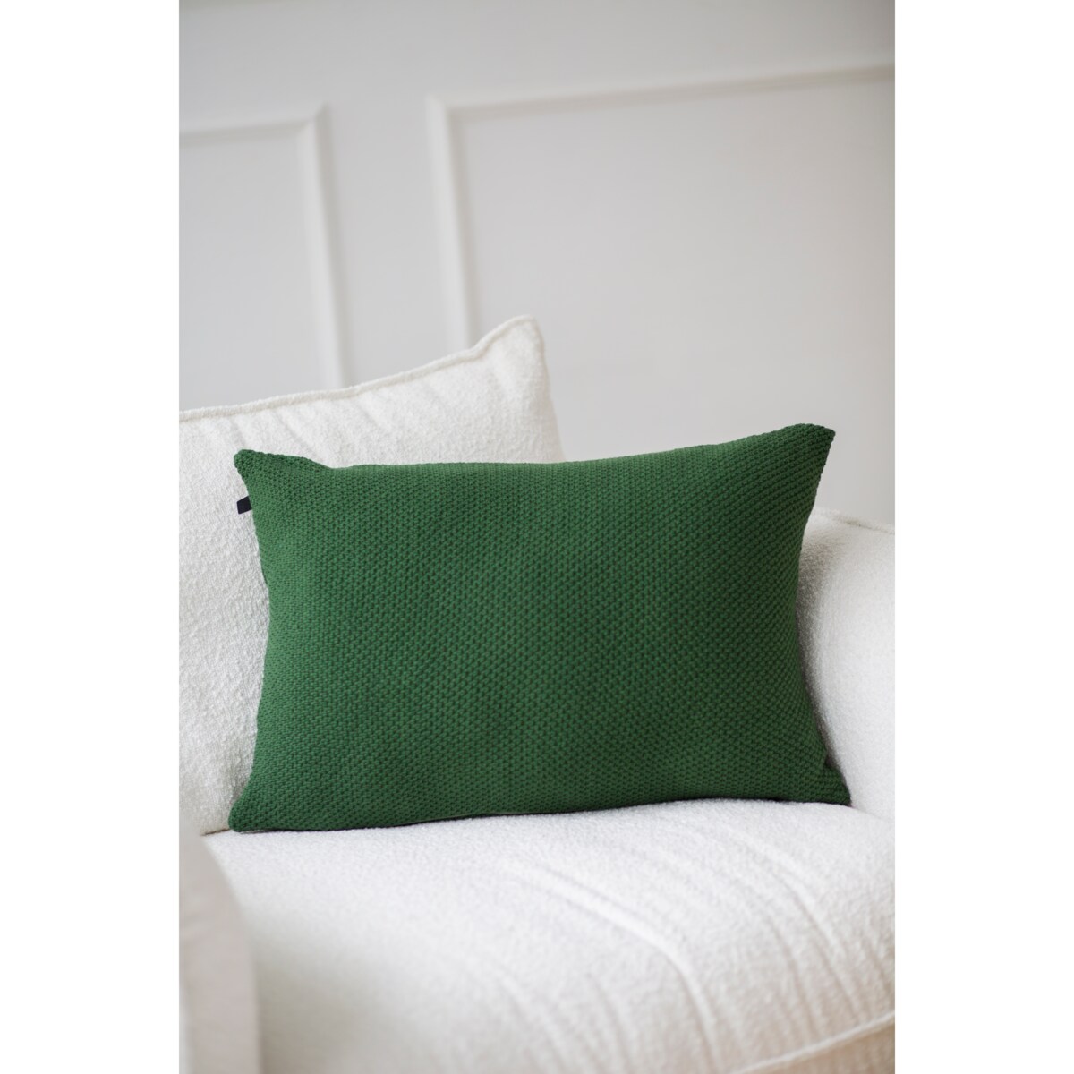 Poszewka pleciona podłużna zielona, 40 x 60 cm, La Manta
