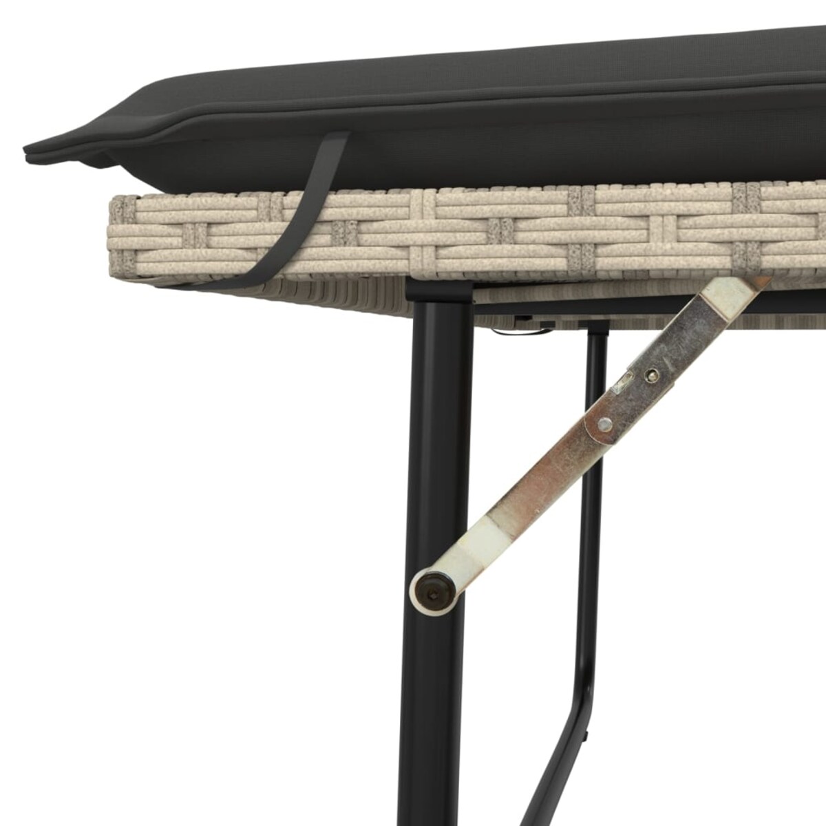 vidaXL Ławka ogrodowa z poduszkami i podnóżkiem, jasnoszara polirattan