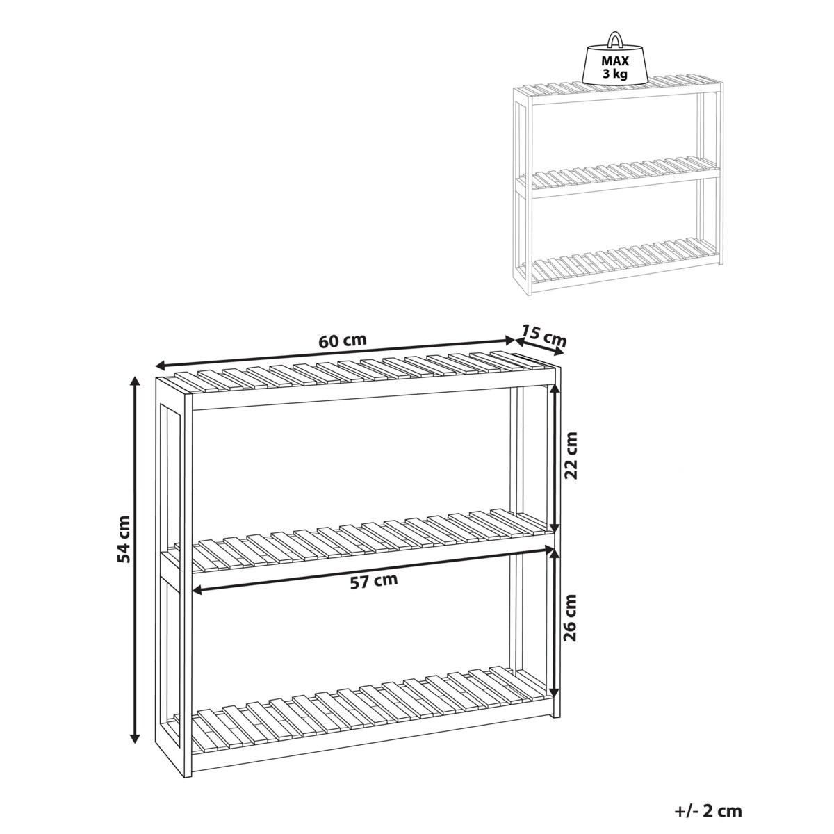 Bambusowa półka łazienkowa jasne drewno PADUCAH