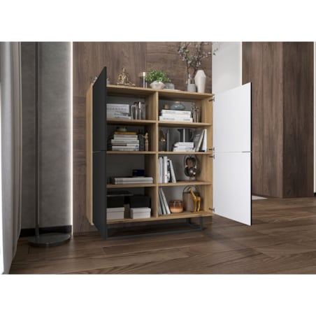 Komoda Loft Szafka RTV Loft Dąb Wotan Czarny MAT 113 cm