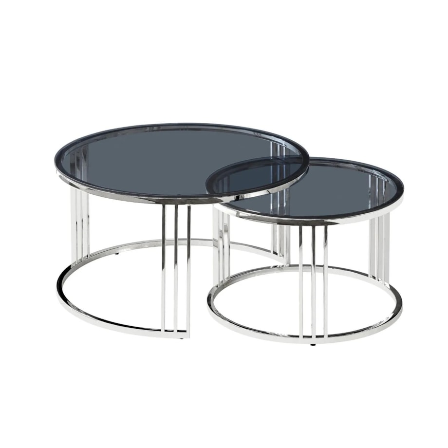 Zestaw 2 ław VIENNA srebrny