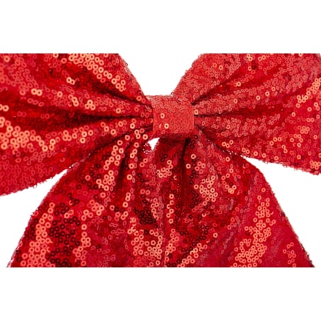 Cekinowa kokarda, czerwona, kpl. 4 sztuk, 36x35x3 cm błyszcząca