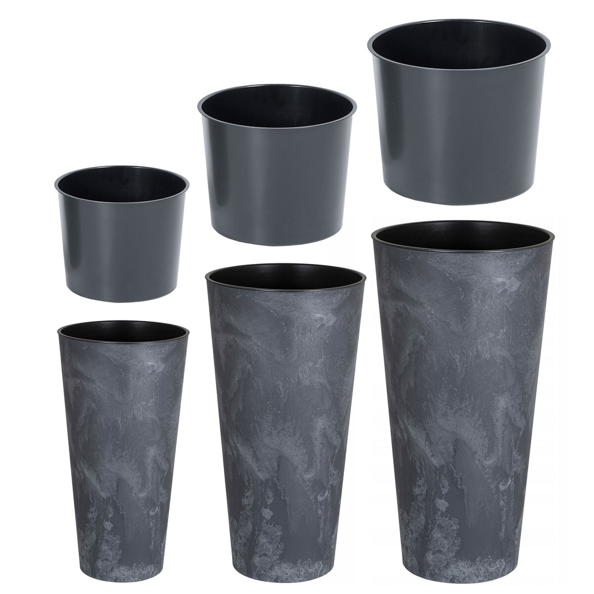 3X Doniczka Donica Ogrodowa Ogrodowe Beton Efekt Plastikowa Polska 28-47 Cm