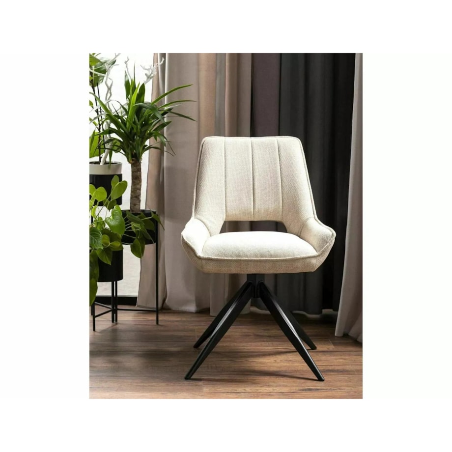 Krzesło tapicerowane TELLO BJORN jasnobeżowe obracane