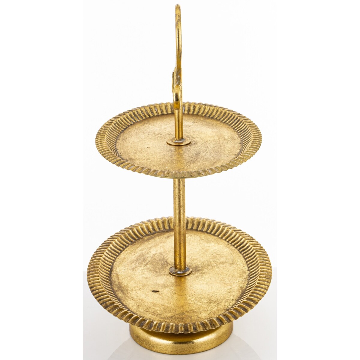 Patera dwupoziomowa, złota 57x45x31 cm postarzana