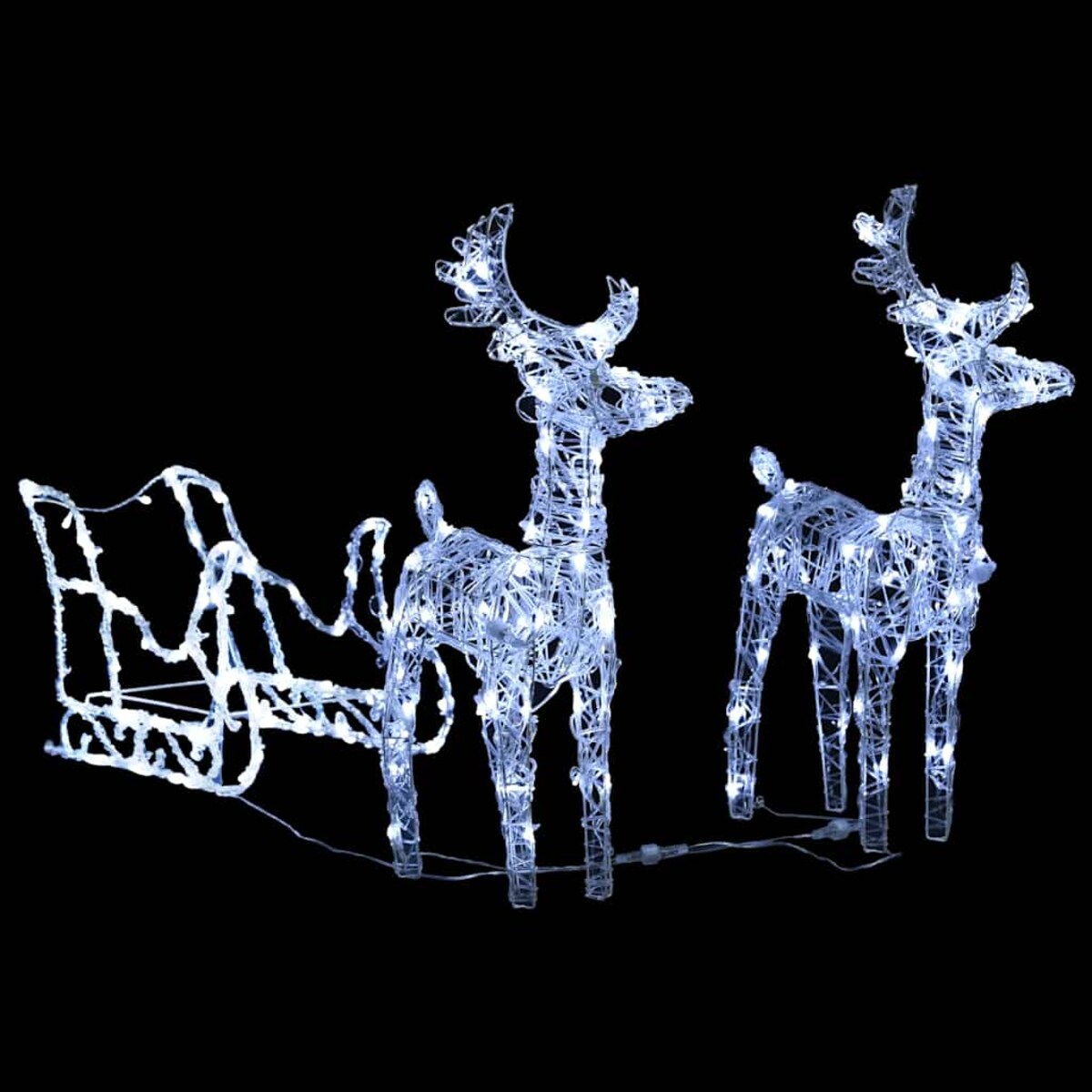 vidaXL Świąteczna dekoracja renifery z saniami, 160 diod LED, 130 cm