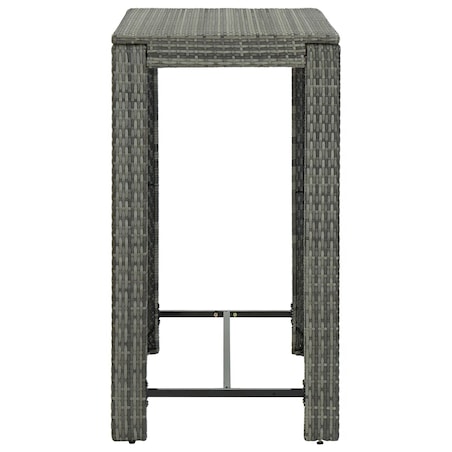 vidaXL Ogrodowy stolik barowy, szary, 100x60,5x110,5 cm, polirattan