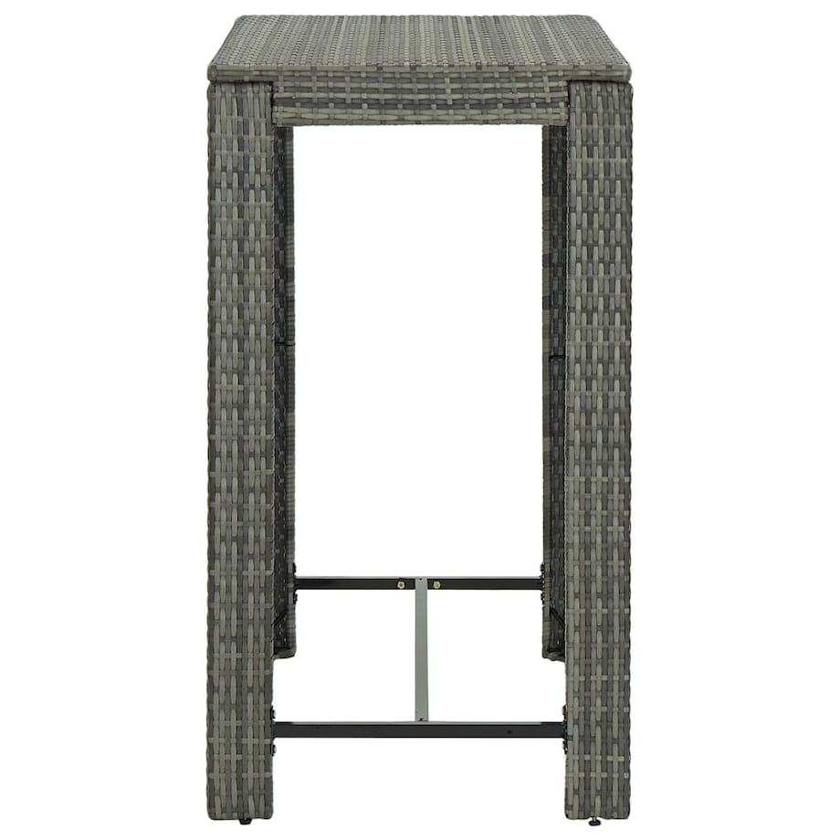 vidaXL Ogrodowy stolik barowy, szary, 100x60,5x110,5 cm, polirattan