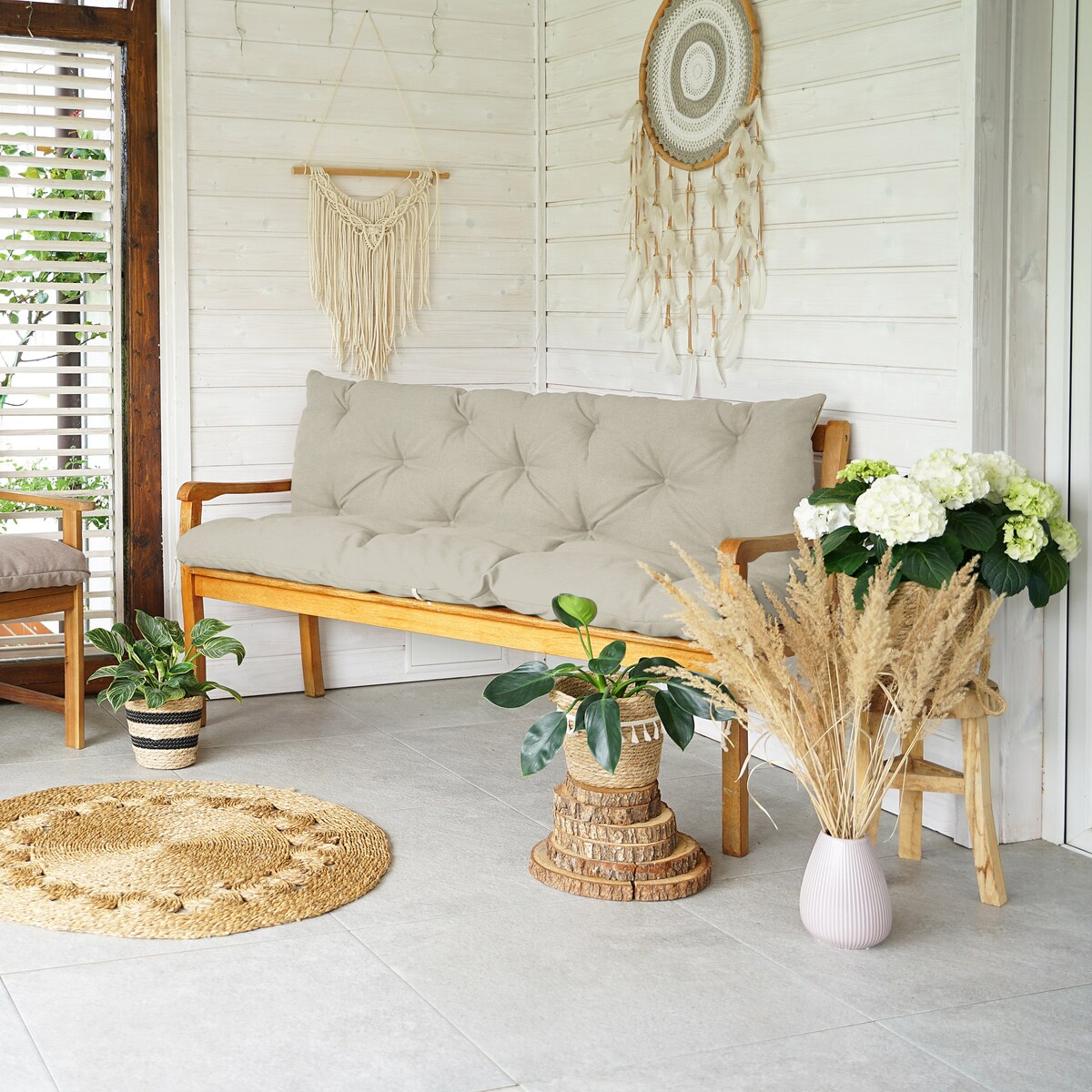 Poduszki na meble ogrodowe UV odporne, 120x60x50 cm, Beż