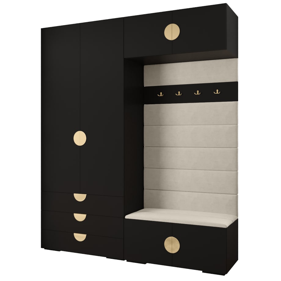 Garderoba do przedpokoju INOVA 4 Z12 czarny+złoty+manila02