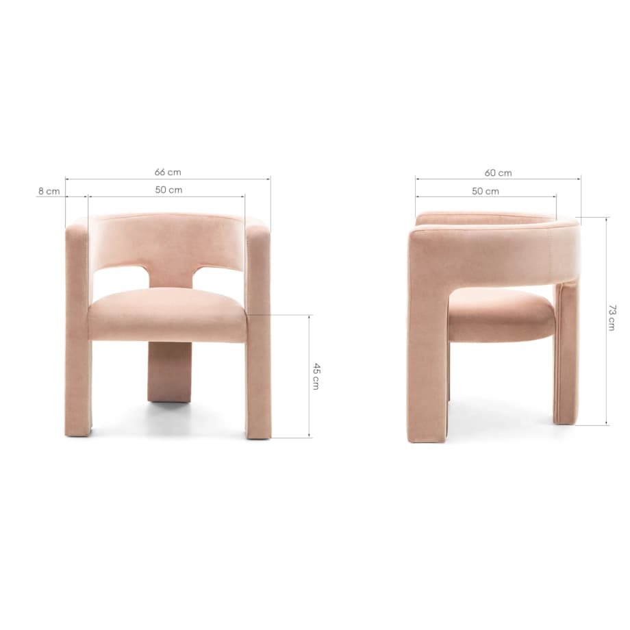 Fotel wypoczynkowy aksamitny brzoskwiniowy Tiana