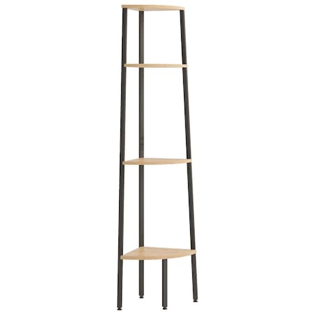 vidaXL Półka narożna 4-poziomowa jasnobrązowa i czarna 45,5x31,5x150 cm