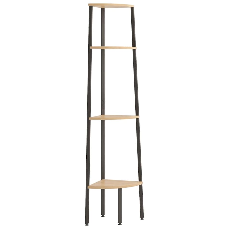 vidaXL Półka narożna 4-poziomowa jasnobrązowa i czarna 45,5x31,5x150 cm