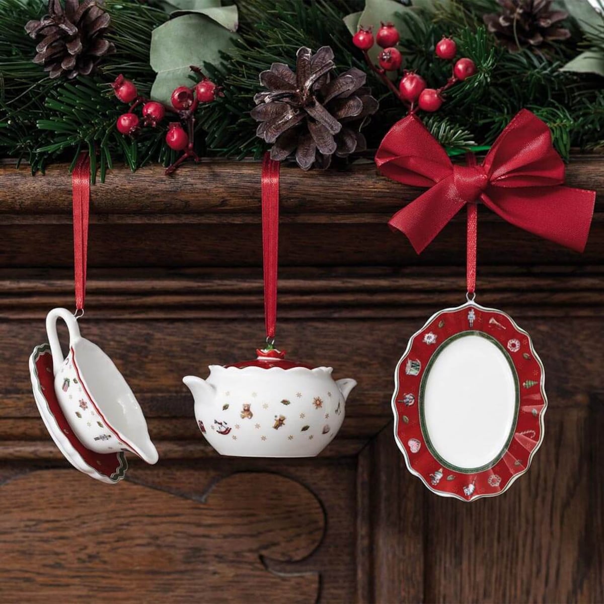 Ozdoby choinkowe, serwis biało-czerwone Toy‘s Delight Decoration, 3 szt, Villeroy & Boch