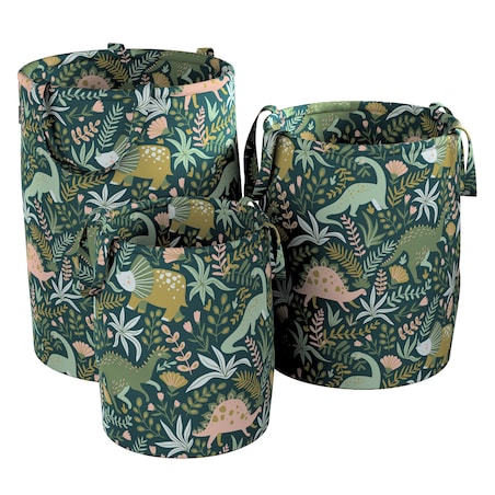 Kosz na zabawki Tobi, dinozaury na zielonym tle, 40x60cm, Magic Collection