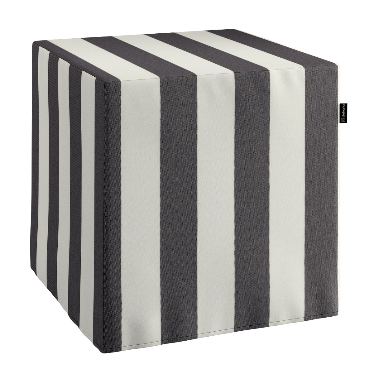 Pufa kostka, biało-grafitowe pionowe pasy (5,5cm), 40 x 40 x 40 cm, Quadro