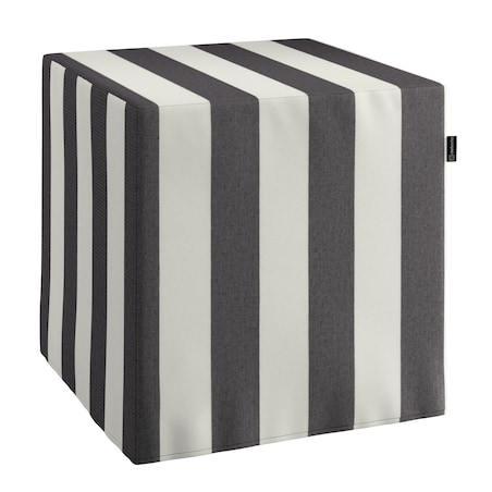 Pufa kostka, biało-grafitowe pionowe pasy (5,5cm), 40 x 40 x 40 cm, Quadro