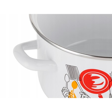 GARNEK EMALIOWANY DUŻY pleszew 22 cm 4,7 L do gotowania zup obiad indukcja