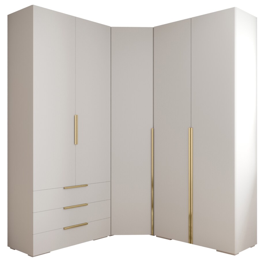 Garderoba wysoka do przedpokoju INOVA 1 Z1 biały+złoty