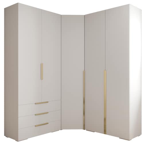 Garderoba wysoka do przedpokoju INOVA 1 Z1 biały+złoty