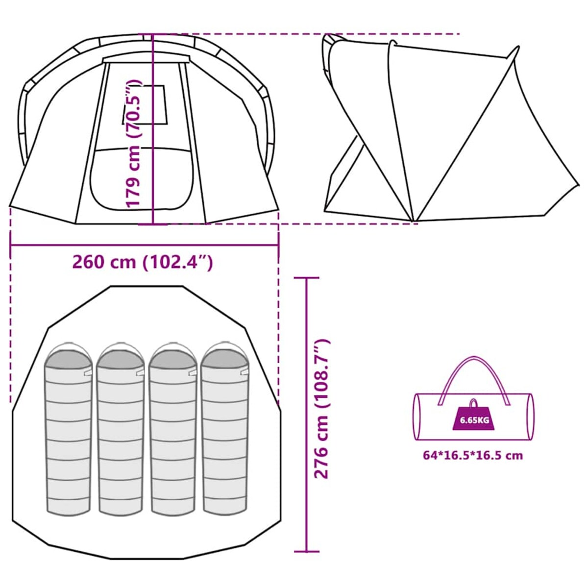vidaXL Namiot wędkarski, 4-os., oliwkowy, wodoszczelny