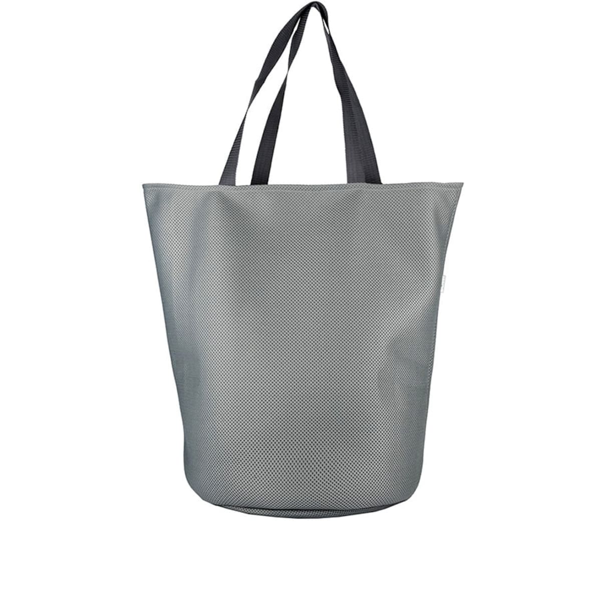 Torba na zakupy z okrągłym spodem, 58x48 szara środek różowa panterka