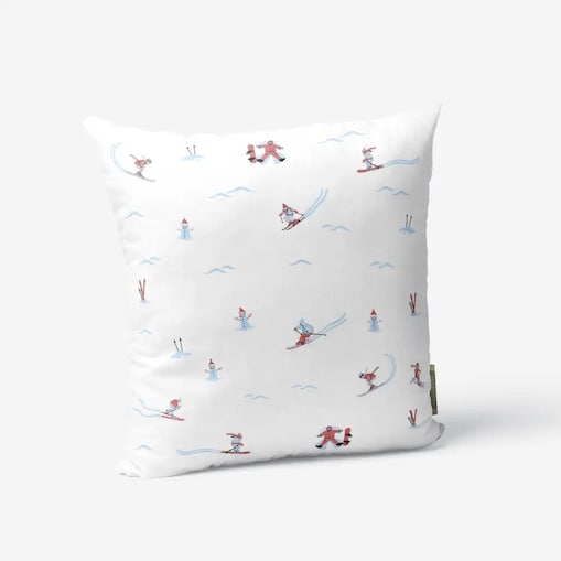 Poduszka świąteczna -Narciarze