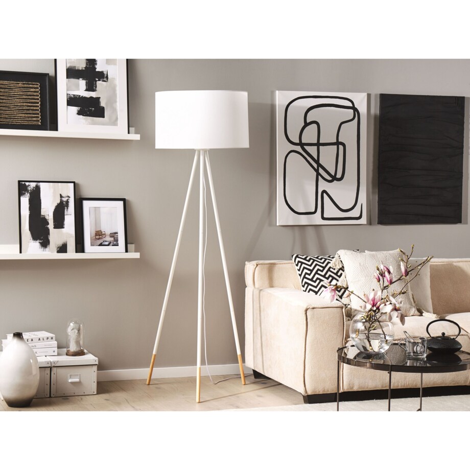 Lampa podłogowa biała TOBOL