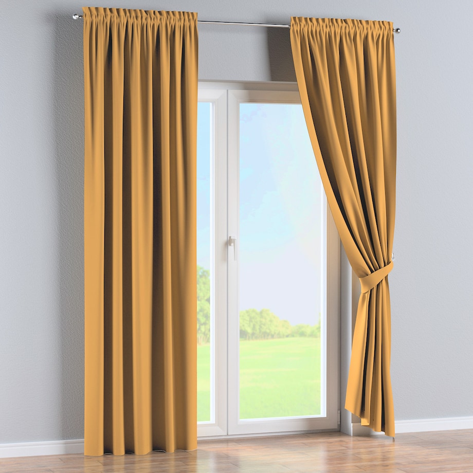 Zasłona na kanale z grzywką 1 szt. 130x260 miodowy żółty