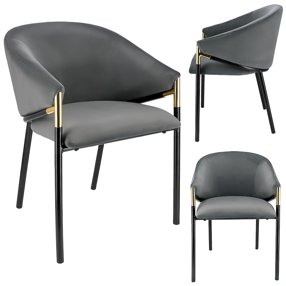 Krzesło welurowe eleganckie AMBER szare