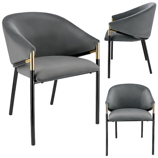 Krzesło welurowe eleganckie AMBER szare