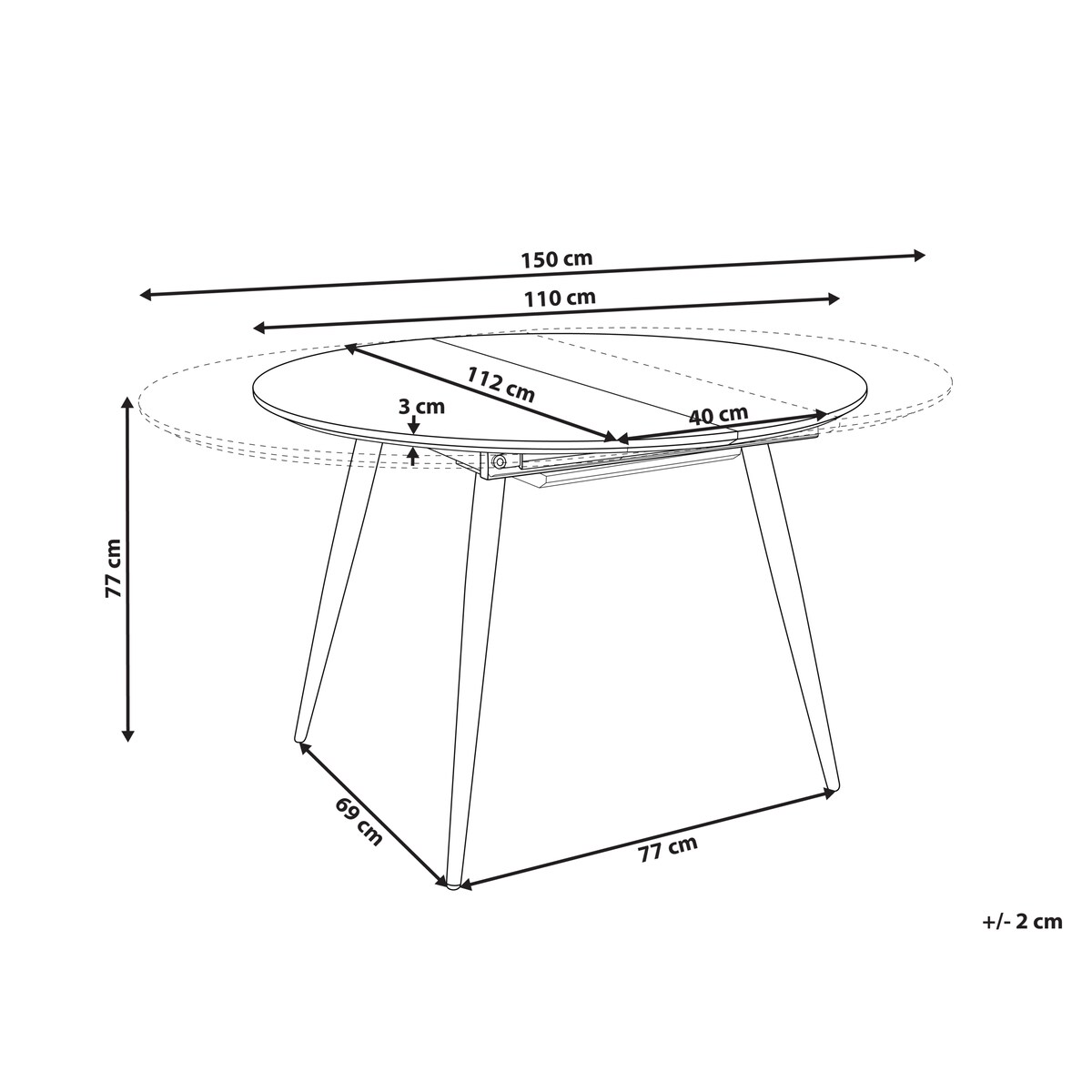 Stół do jadalni rozkładany SENIAC Brązowy 110/150 cm 112 cm