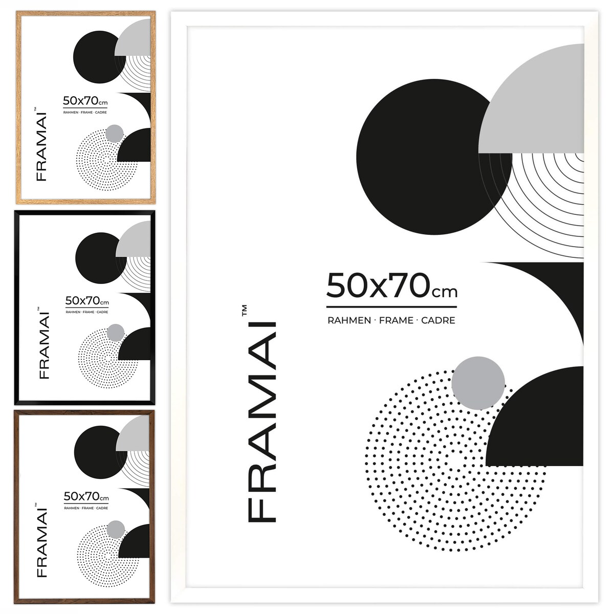 Ramka na zdjęcia 50x70 cm biała rama MDF z plexi do powieszenia pion poziom klasyczna ramka