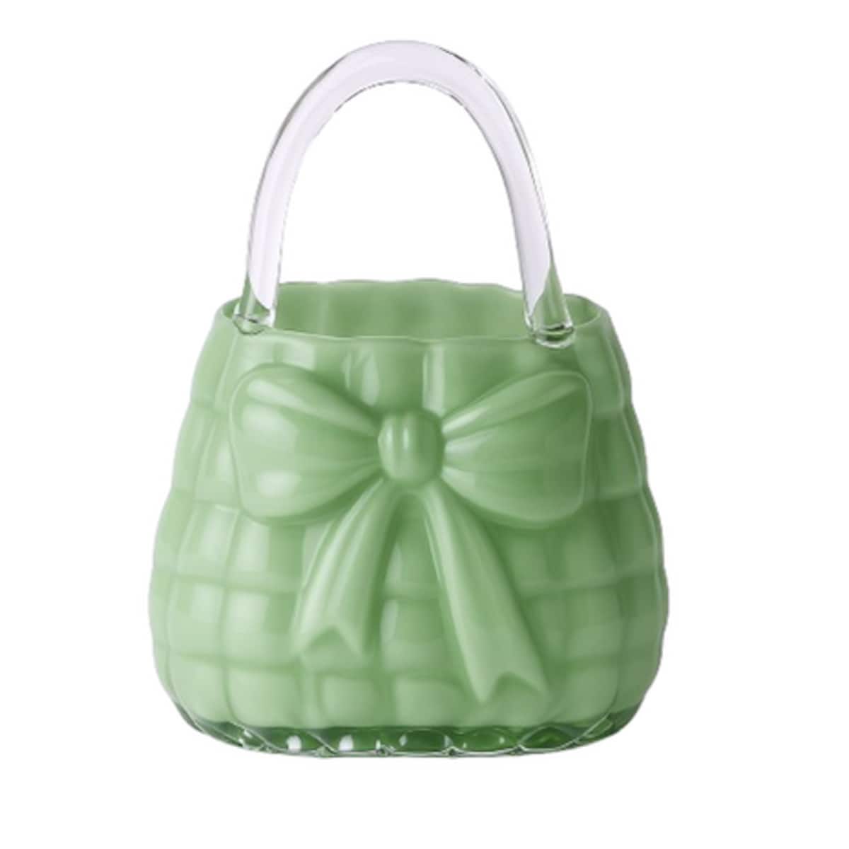 Wazon szklany 26x15x22 cm TOREBKA zielona