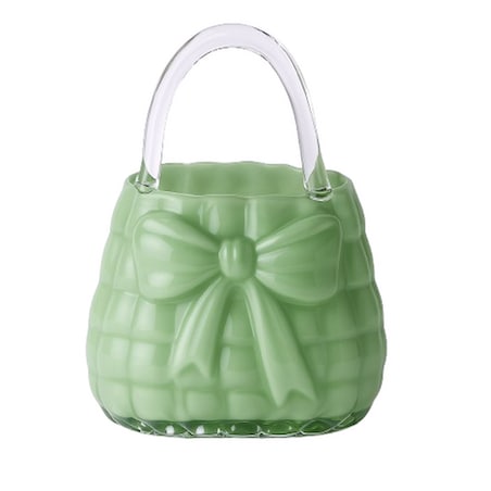 Wazon szklany 26x15x22 cm TOREBKA zielona