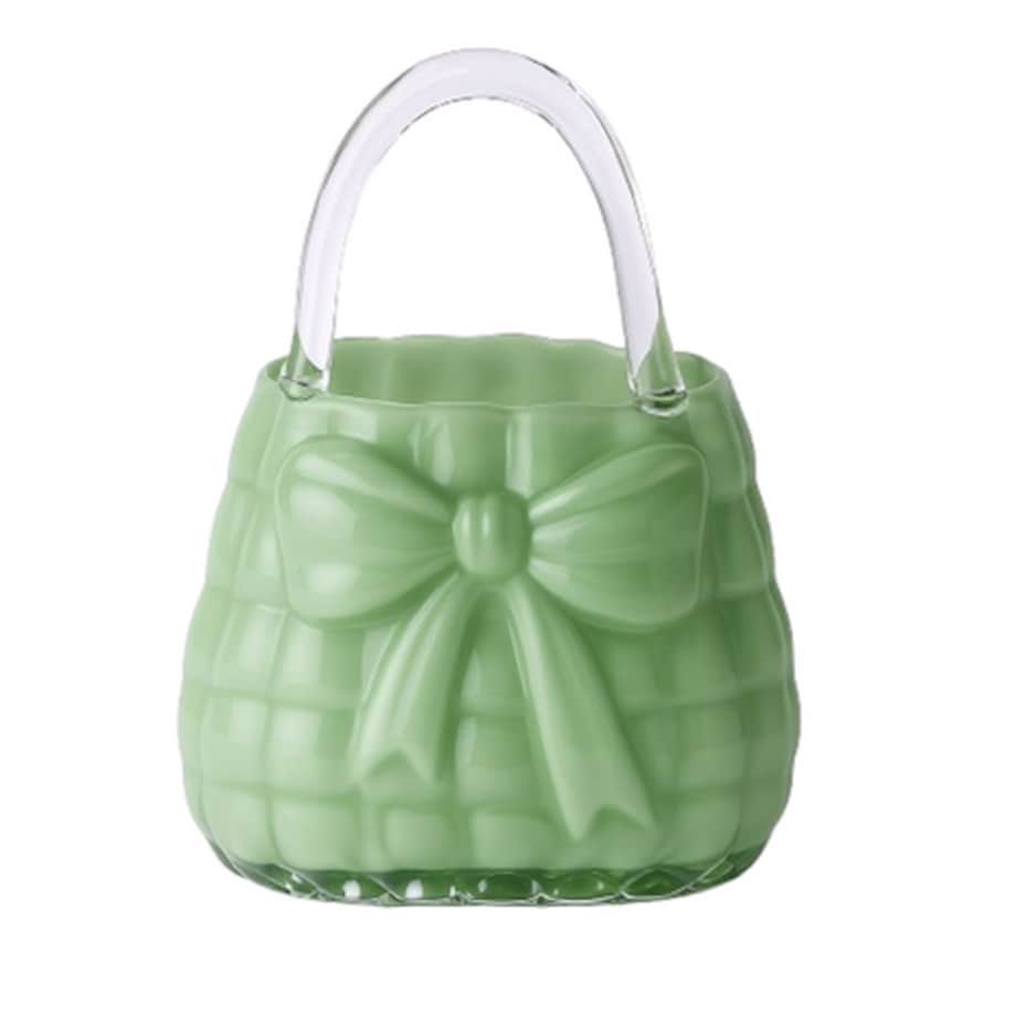 Wazon szklany 26x15x22 cm TOREBKA zielona