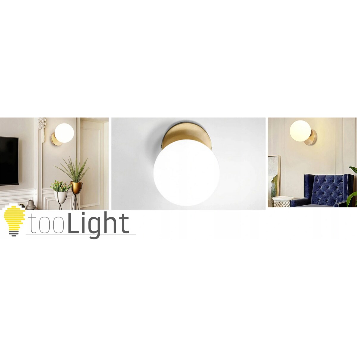 Lampa Kinkiet Ścienny Szklana Kula Gold Złota Loft